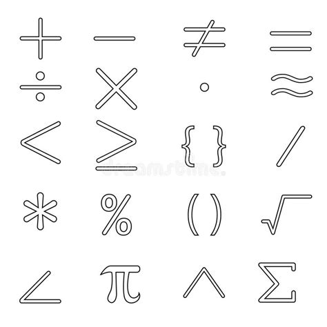 Math Icon Vector Set Mathematical Calculations Symbol Illustration