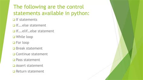 Control Statements In Python Pptx