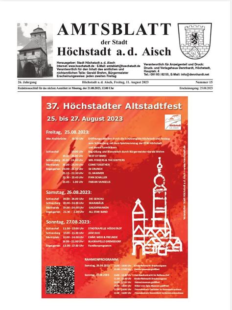 H Chstadt A D Aisch Amtsblatt