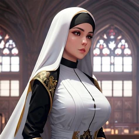 Extremely Busty Nun Kneeling Highly Detailed Face