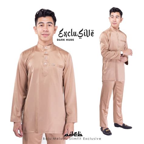 BAJU MELAYU SLIMFIT XCLSUIVE DARK NUDE FREE BUTANG Shopee Malaysia