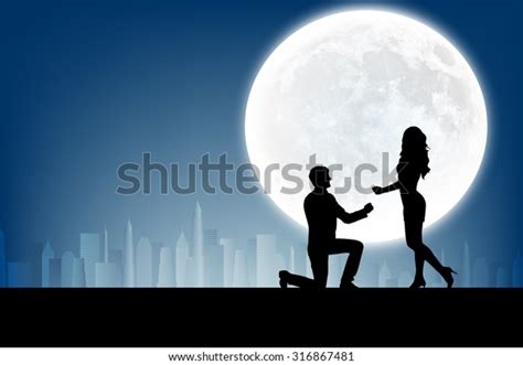 Silhouette Man Makes Proposal Silhouette Woman Stock Illustration 316867481 Shutterstock