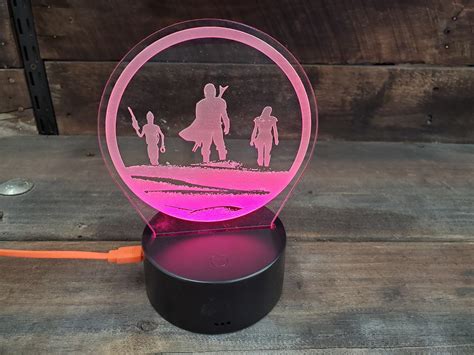 Mandalorian Night Light Acrylic Laser Cut File Glowforge Etsy Uk