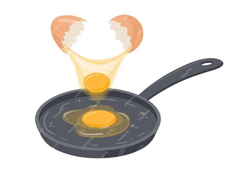 Premium Vector Cartoon Fried Eggs On Fried Pan Cooking Fresh Egg Liquid Chicken Egg Cooking