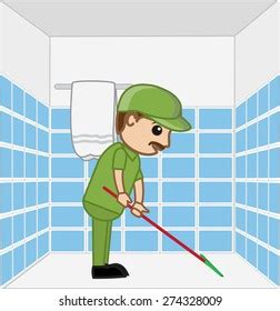 Cartoon Sweeper Character Bathroom Stock Vector Royalty Free