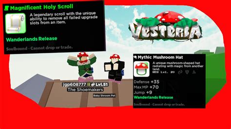 Free Magnificent Holy Scroll And Mythic Mushroom Hat Vesteria Youtube