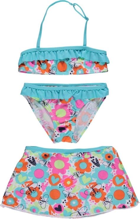 Losan Meisjes Bikini Met Rokje Turkoise Met Bloemen Maat 122 Bol