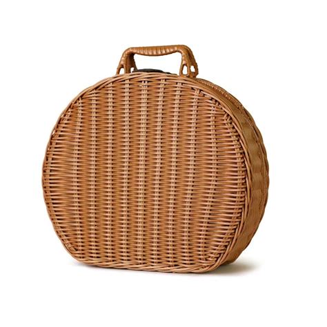 Mokylor Round Rattan Suitcase Basket Vintage Rattan Woven Storage