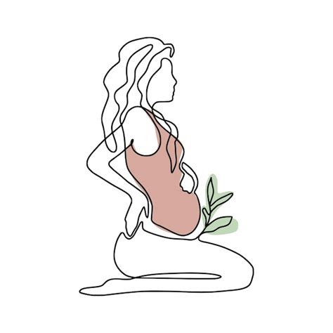 Premium Vector One Line Abstract Pregnant Woman Art