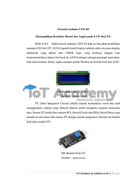 Tutorial Arduino Uno R3 Menampilkan Karakter Huruf Dan Angka Pada Lcd 16x2 I2c Pdf