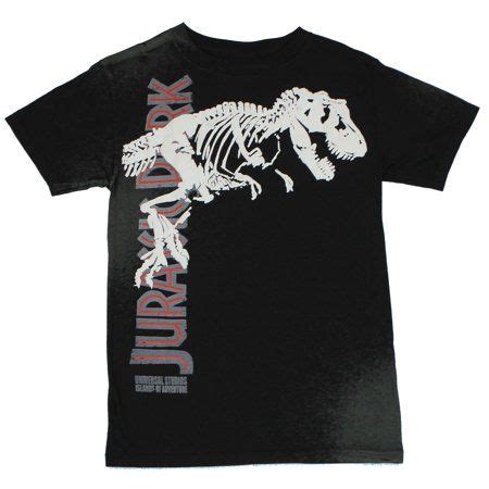 Jurassic Park Mens T Shirt Side Logo With Belt Printed T Rex Skeleton