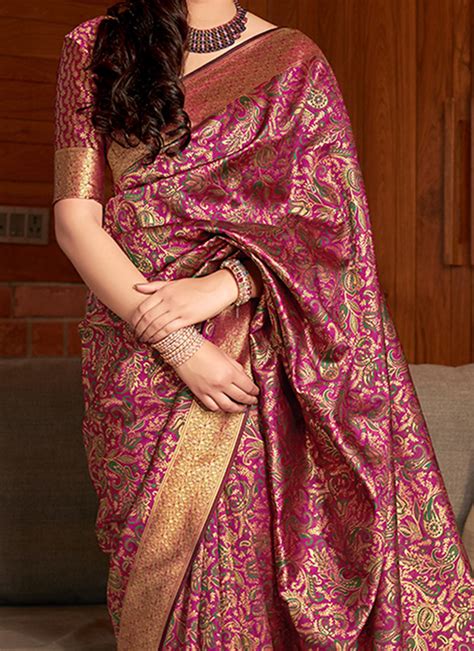 Buy Purple Benarasi Art Silk Saree Benarasi Sari Online Shopping