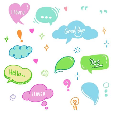 Premium Vector Vector Of Colorful Speech Bubbles Doodle Set With