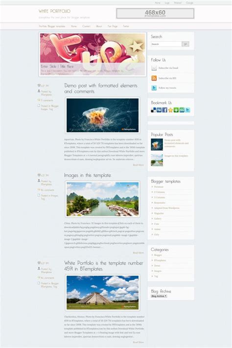 White Portfolio Live Blogger demo - BTemplates