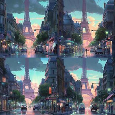 Premium AI Image | A painting of a street scene in paris