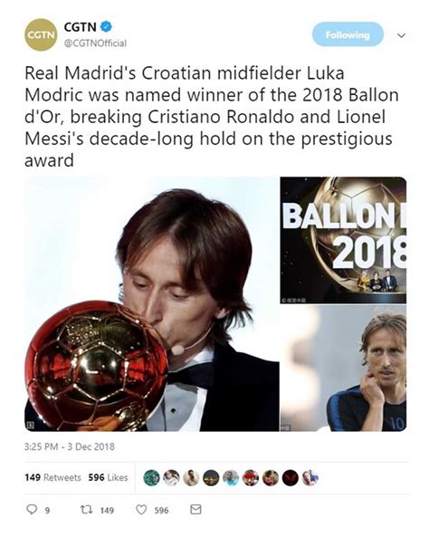 Luka Modric won 2018 Ballon D’Or