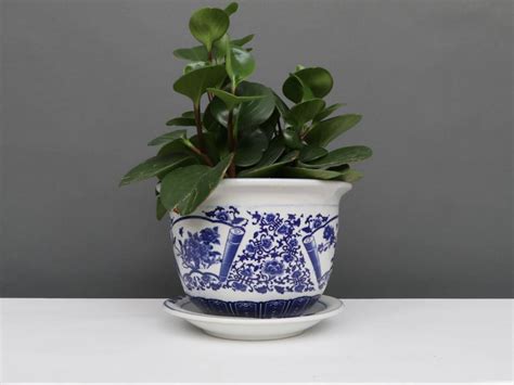 China Porzellan Blumentopf Blau Wei Mit Pfingstrose Cm Yajutang