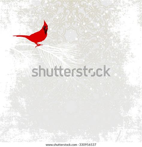 Cardinal Bird On Winter Background Stock Vector (Royalty Free) 330956537