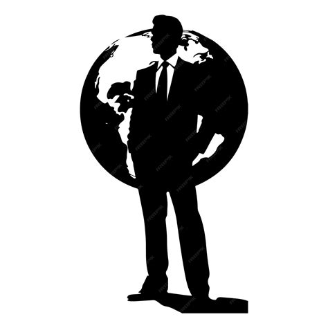 Premium Vector | Confident entrepreneur silhouette with globe sketch art