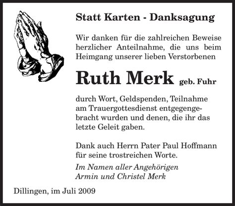 Traueranzeigen Von Ruth Merk Saarbruecker Zeitung Trauer De