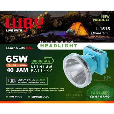 Jual Senter Kepala Luby L L Watt Led Indikator Baterai Super