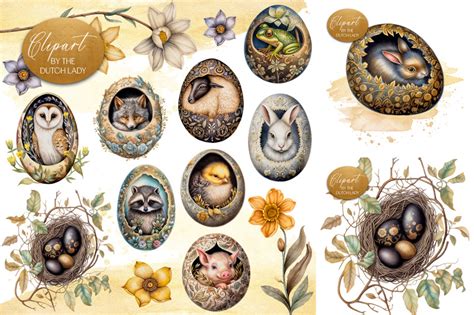 Animals In Easter Eggs Clipart Set By The Dutch Lady Designs ...