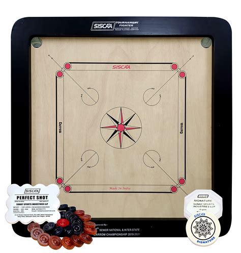 Buy SISCAA Tournament Fighter Carrom Board With Fast Indian Ply Black