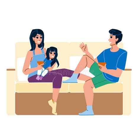 Family talking vector stock illustration. Illustration of young - 258856319