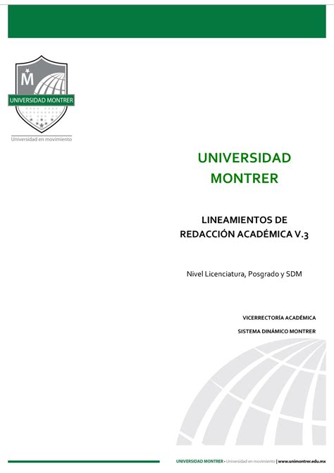 Lineamientos Montrer Universidad Montrer Lineamientos De Redacci N