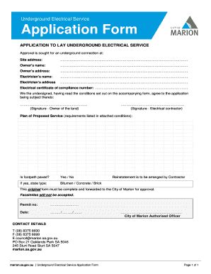 Fillable Online Marion Sa Gov Application Form To Lay Underground