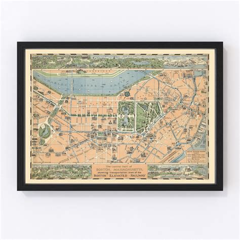 Vintage Map Of Boston Massachusetts By Ted S Vintage Art