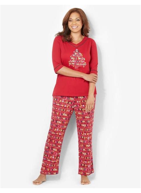 Serenada Catherines Plus Size Sentiments Of Joy Pajama Set Women S