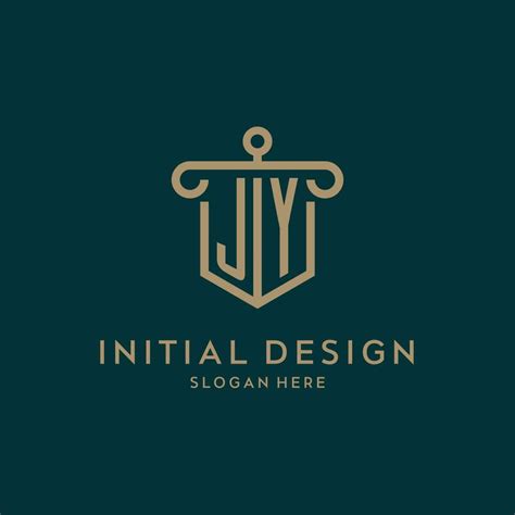 Jy Monogram Initial Logo Design With Shield And Pillar Shape Style