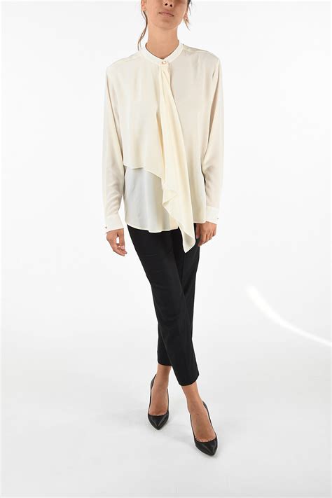 Stella McCartney silk mandarin collar blouse women - Glamood Outlet