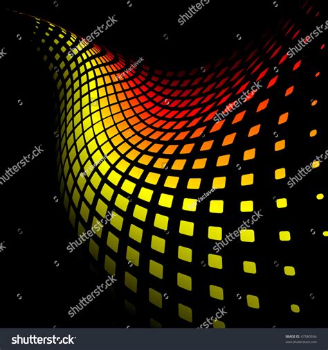 3d Abstract Dynamic Yellow And Red Background On Black Stock Vector ...