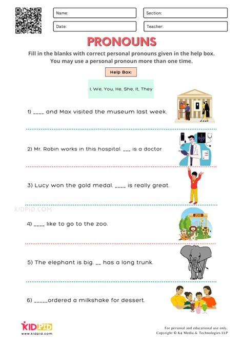 Identification Of Pronouns Worksheets For Grade 2 Kidpid