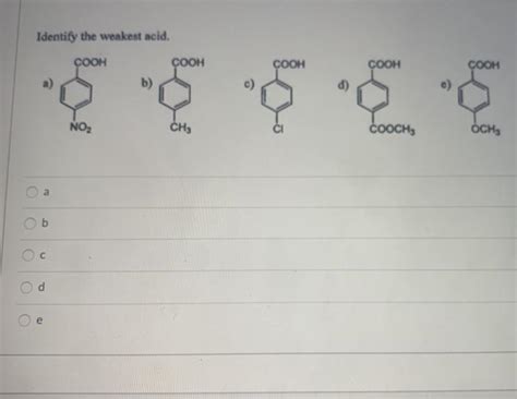 Solved Identify The Weakest Acid COOH COOH COOH COOH COOH Chegg