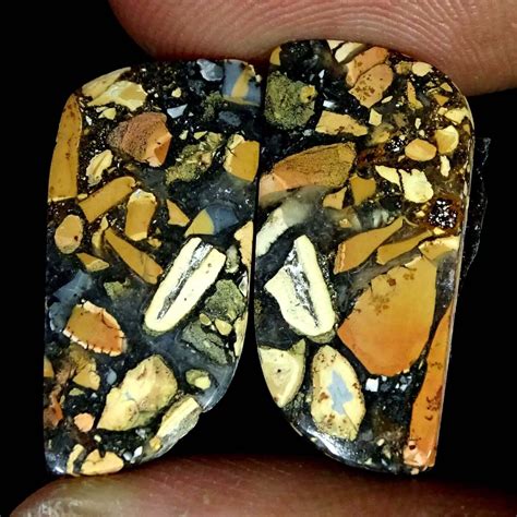 17 20 Cts Maligano Jasper Loose Gemstone Fancy Cabochon Pair Natural