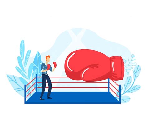 Premium Vector Tiny Young Businessman Fight Boxing Glove Concept