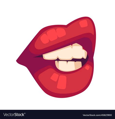 Woman Open Mouth Sensual Plump Lips Expression Vector Image