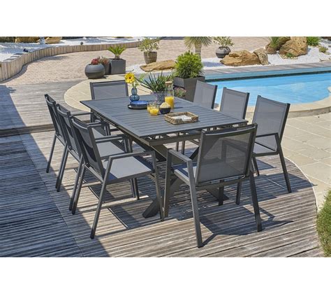 Ensemble Repas De Jardin Places En Aluminium Gris Anthracite