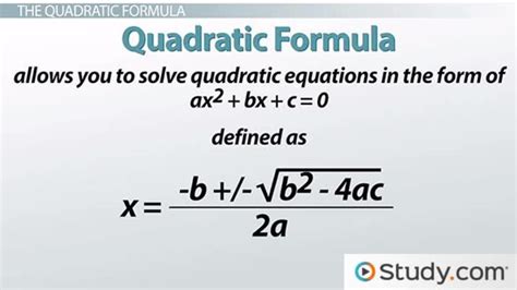 Solving Problems using the Quadratic Formula - Lesson | Study.com