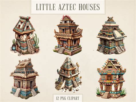 12 Little Aztec Houses PNG Files Instant Download, Printable PNG ...