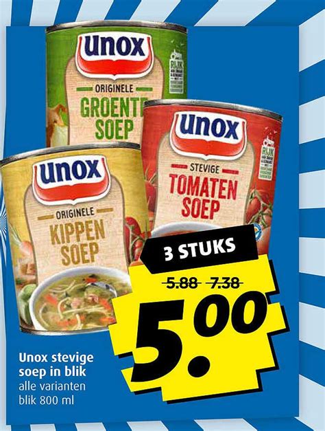 Unox Stevige Soep In Blik Aanbieding Bij Boni Folders Nl