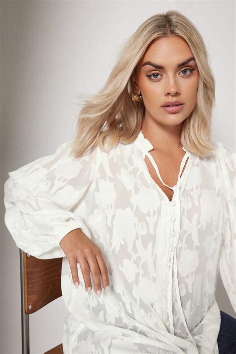 Yours Plus Size White Tie Neck Blouse Yours Clothing