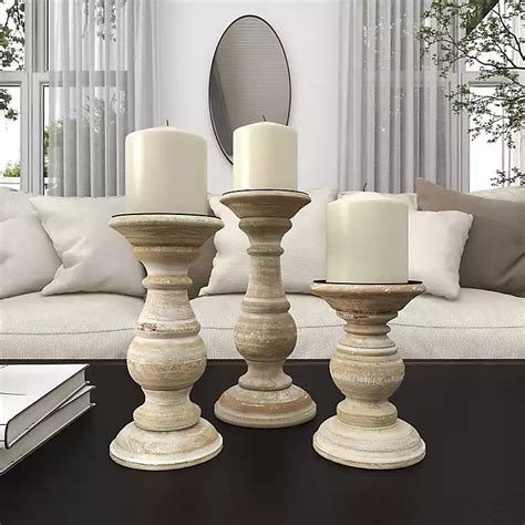 Whitewashed Rustic 3-pc. Candle Holder Set | Kirklands Home