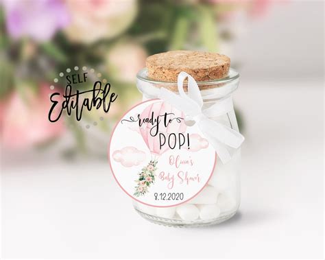 Floral Hot Air Balloon Gift Tags Ready To Pop Pink Floral Watercolor