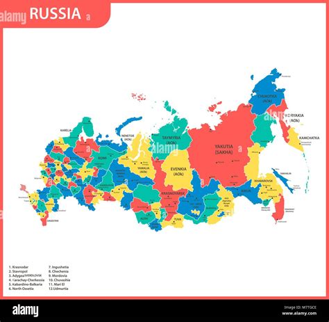 El Mapa Detallado De La Rusia Con Regiones O Estados Y Ciudades