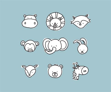 Doodle Animal Faces Vector Art & Graphics | freevector.com