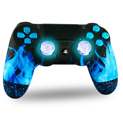 Manette Ps Custom Blue Fire Joysticks Leds Draw My Pad